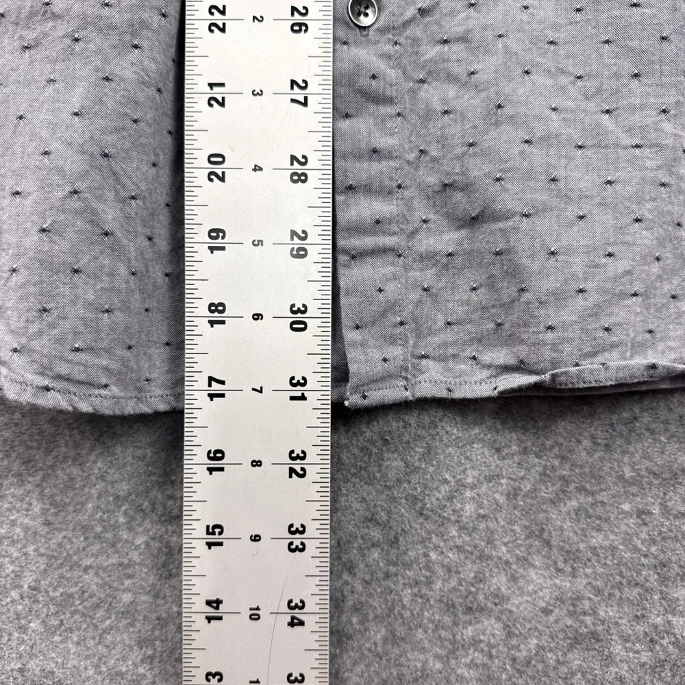 Banana Republic Mens Slim Fit Gray Micro Diamond Print Button Down Shirt XL